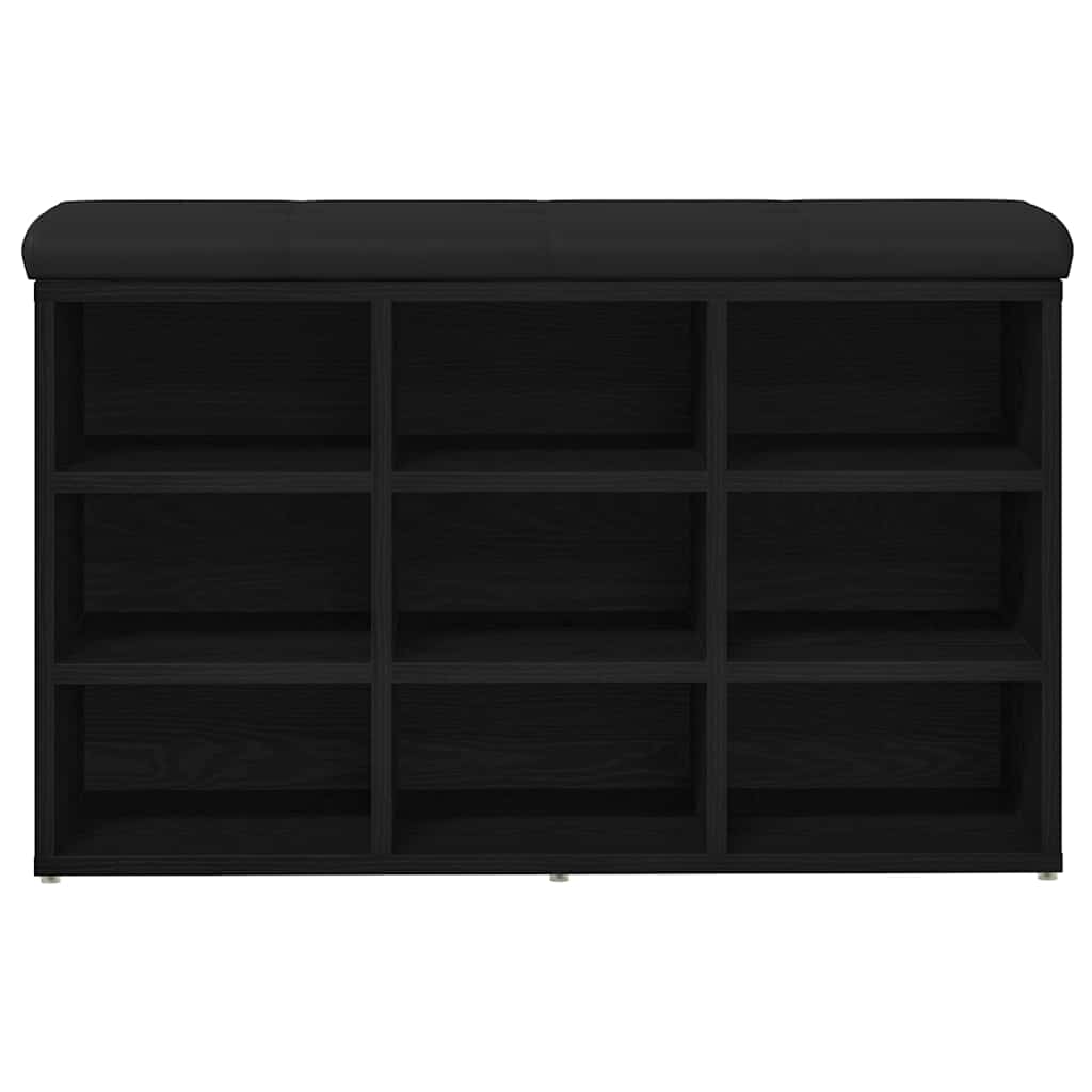 Shoe Bench With Shelf Black 82 X 32 X 50 Cm Engineered Wood