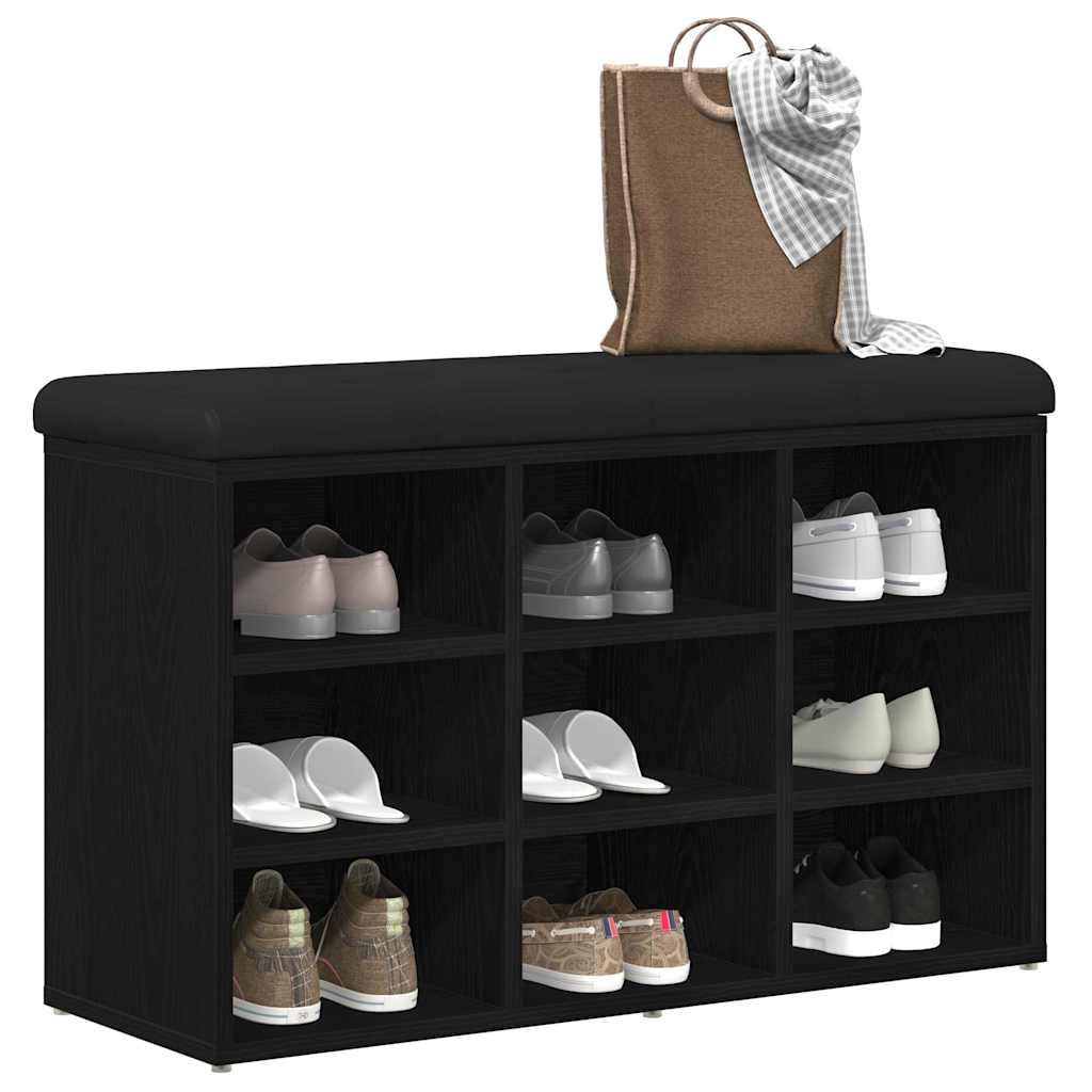 Shoe Bench With Shelf Black 82 X 32 X 50 Cm Engineered Wood