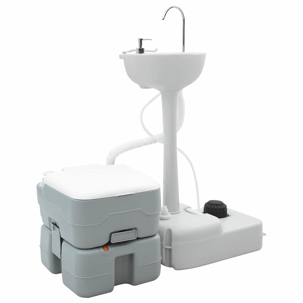 Camping & Hiking Toilet Set 2 Pcs Grey 50.5 X 33 103 Cm 50.5 X 33 X 103 Cm 50.5
