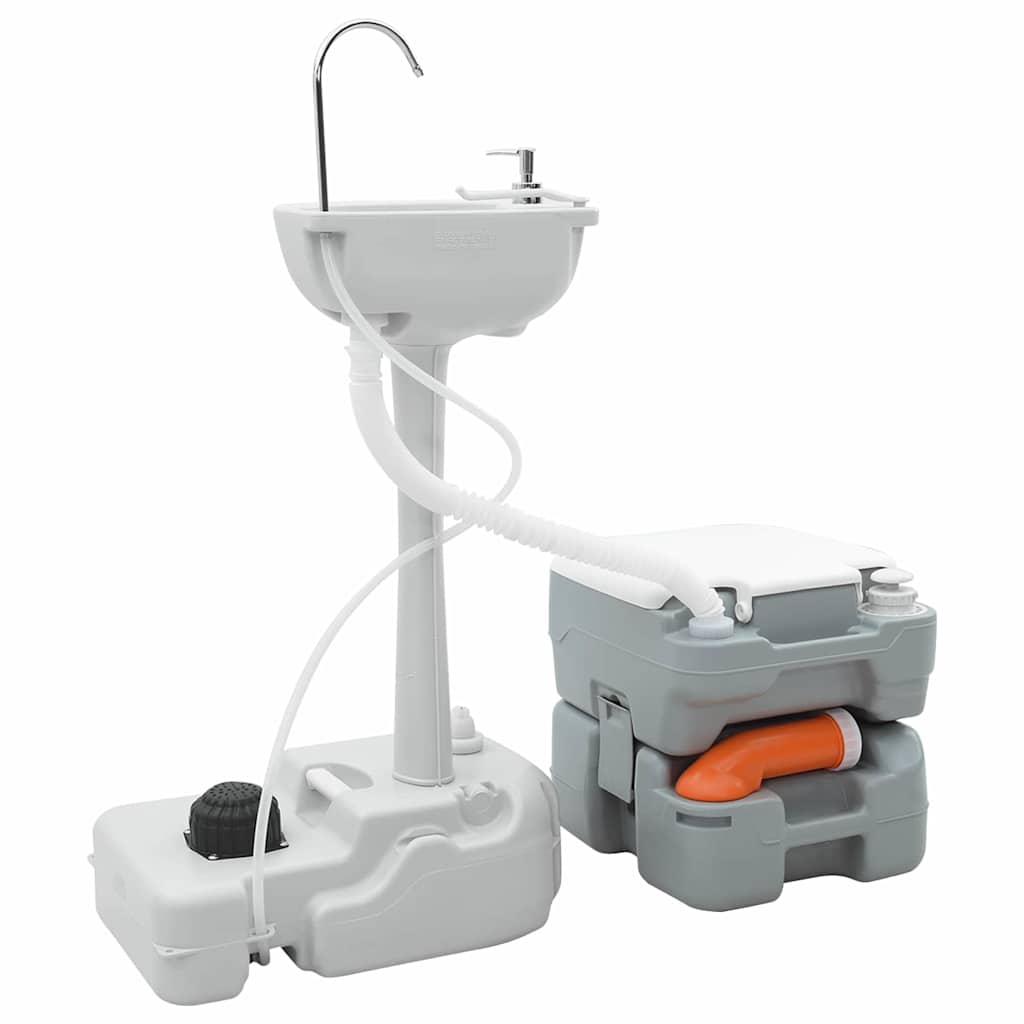 Camping & Hiking Toilet Set 2 Pcs Grey 50.5 X 33 103 Cm 50.5 X 33 X 103 Cm 50.5