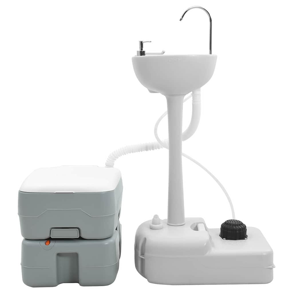 Camping & Hiking Toilet Set 2 Pcs Grey 50.5 X 33 103 Cm 50.5 X 33 X 103 Cm 50.5