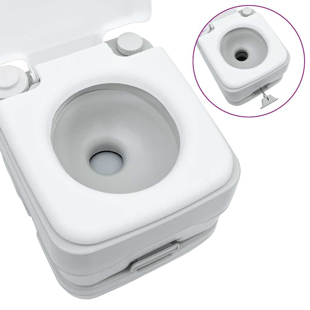 Camping & Hiking Toilet Set 2 Pcs White Light blue Grey Portable 50.5 cm