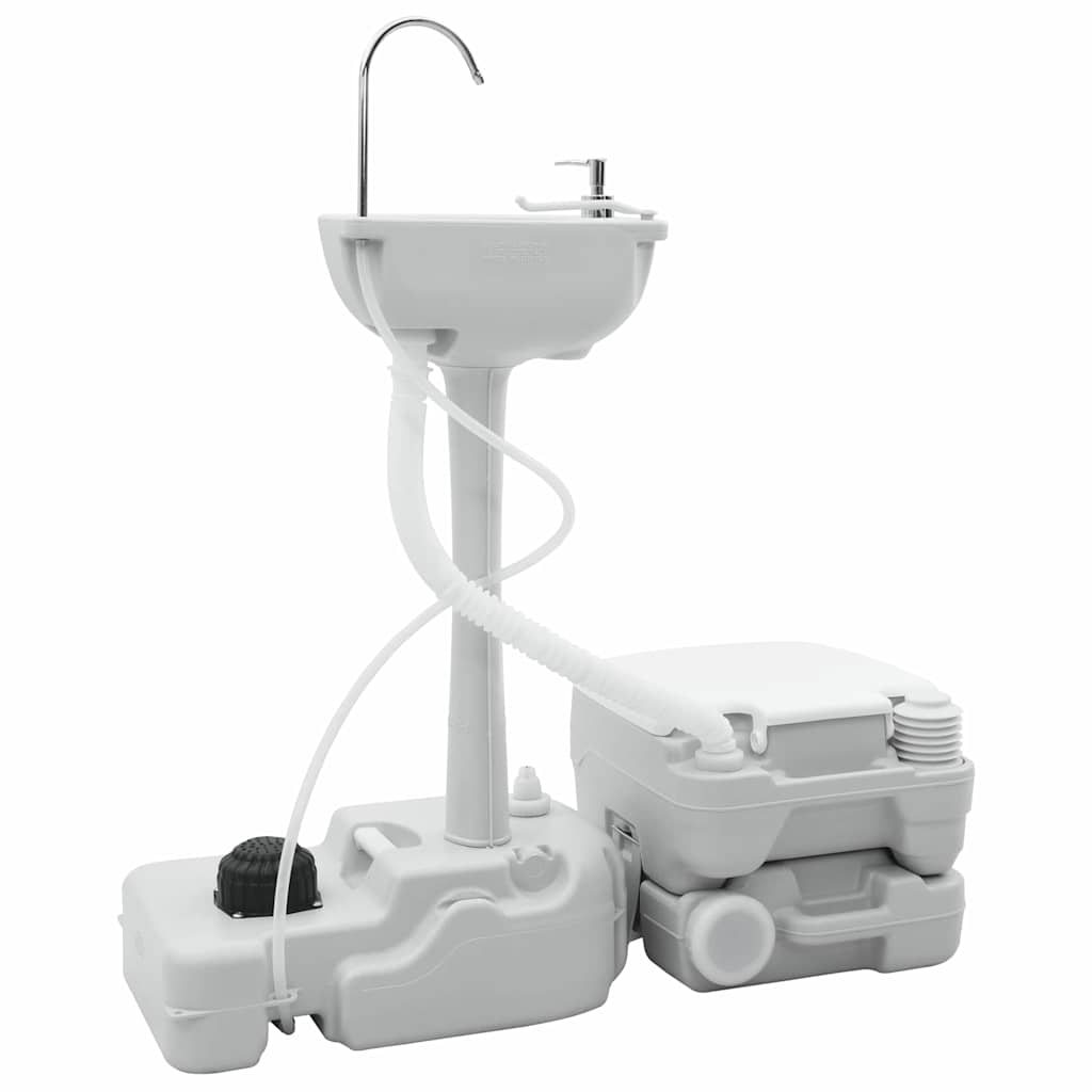 Camping & Hiking Toilet Set 2 Pcs White Light blue Grey Portable 50.5 cm