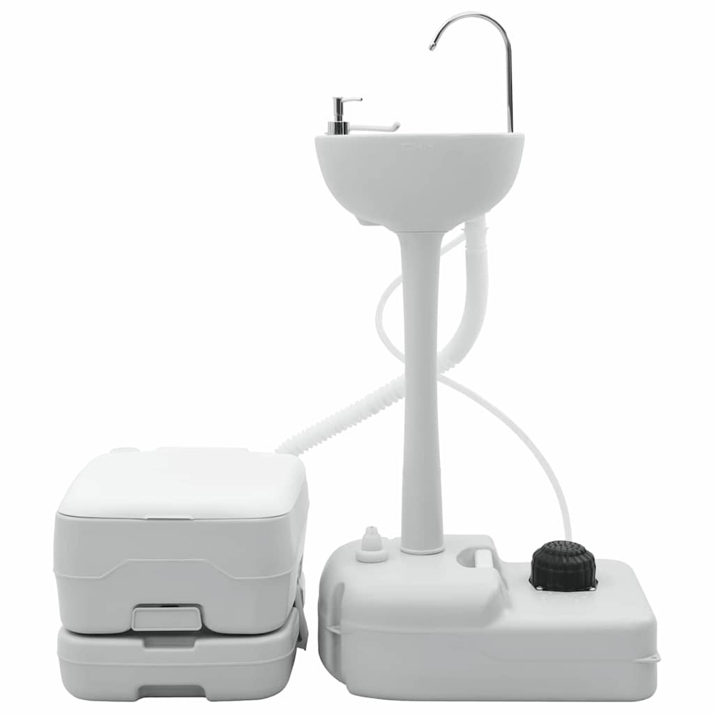 Camping & Hiking Toilet Set 2 Pcs White Light blue Grey Portable 50.5 cm