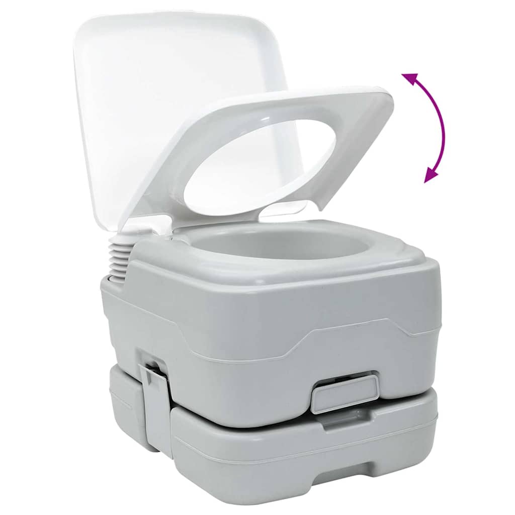 Camping & Hiking Toilet Set 2 Pcs White Light blue Grey Portable 50.5 cm