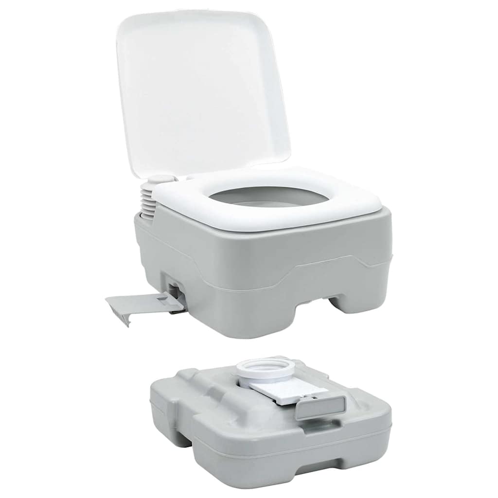 Camping & Hiking Toilet Set 2 Pcs White Light blue Grey Portable 50.5 cm
