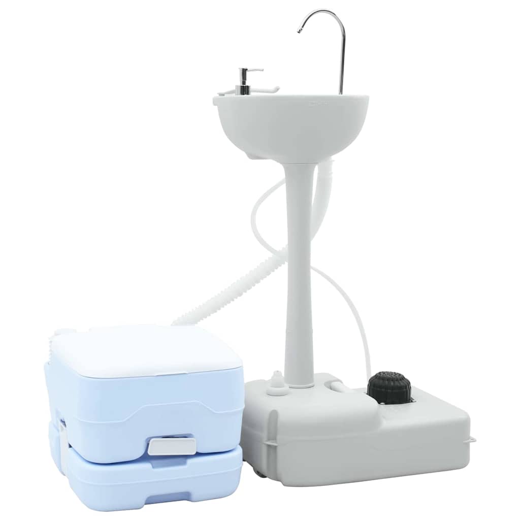 Camping & Hiking Toilet Set 2 Pcs White Light blue Grey Portable 50.5 cm
