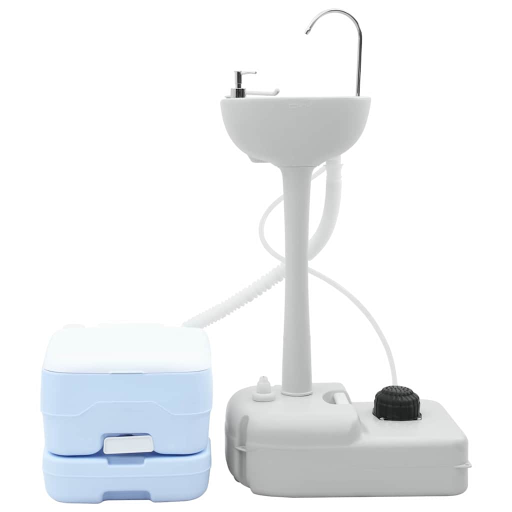 Camping & Hiking Toilet Set 2 Pcs White Light blue Grey Portable 50.5 cm