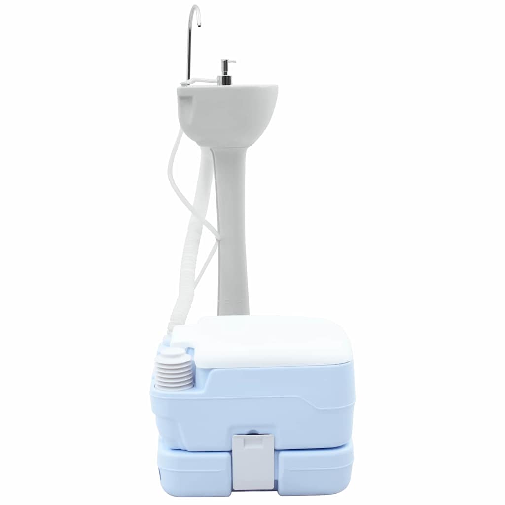 Camping & Hiking Toilet Set 2 Pcs White Light Blue Grey Portable 50.5 Cm Grey 50