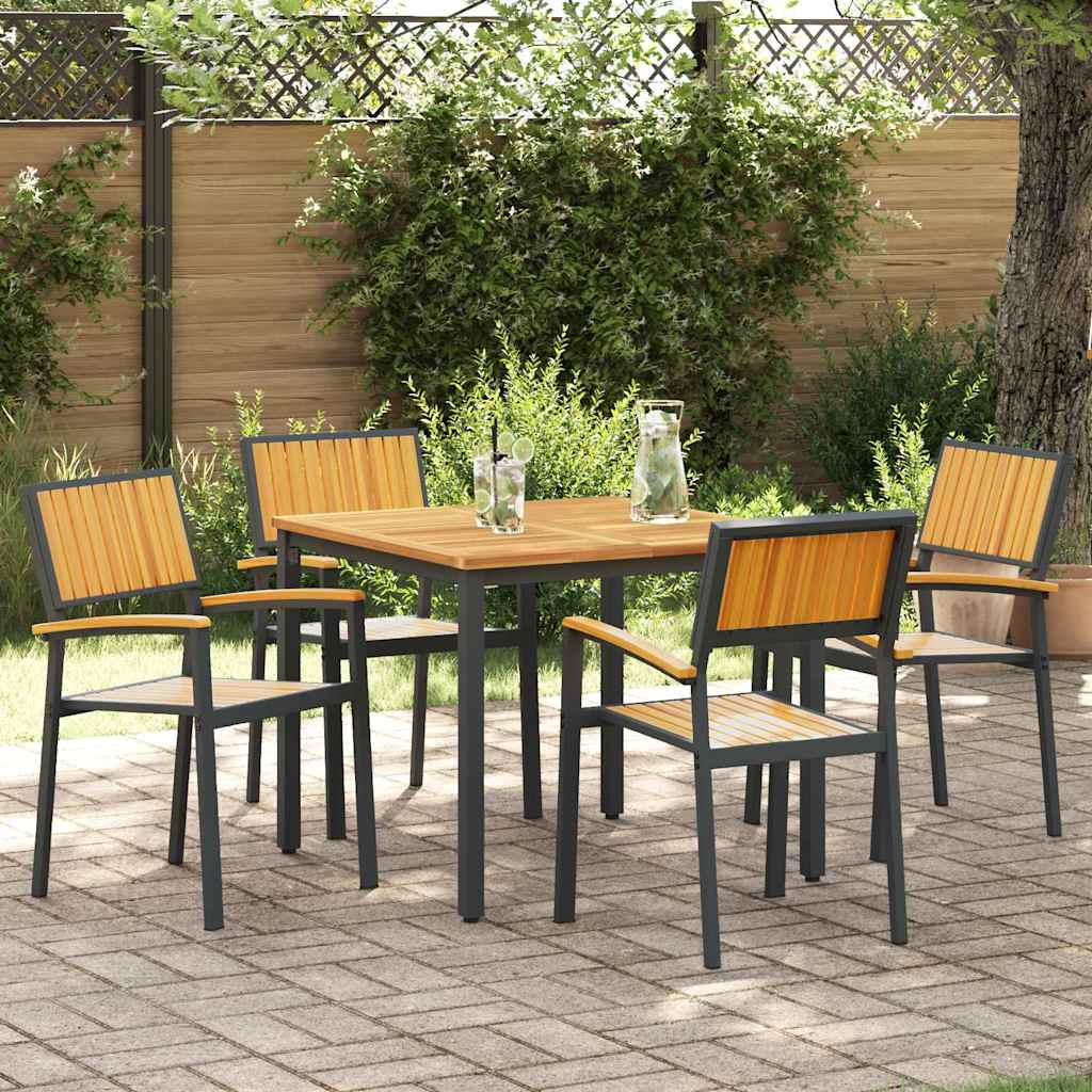 Stacking Chair 6 Pcs Brown 56 X 57 X 87 Cm Solid Acacia Wood