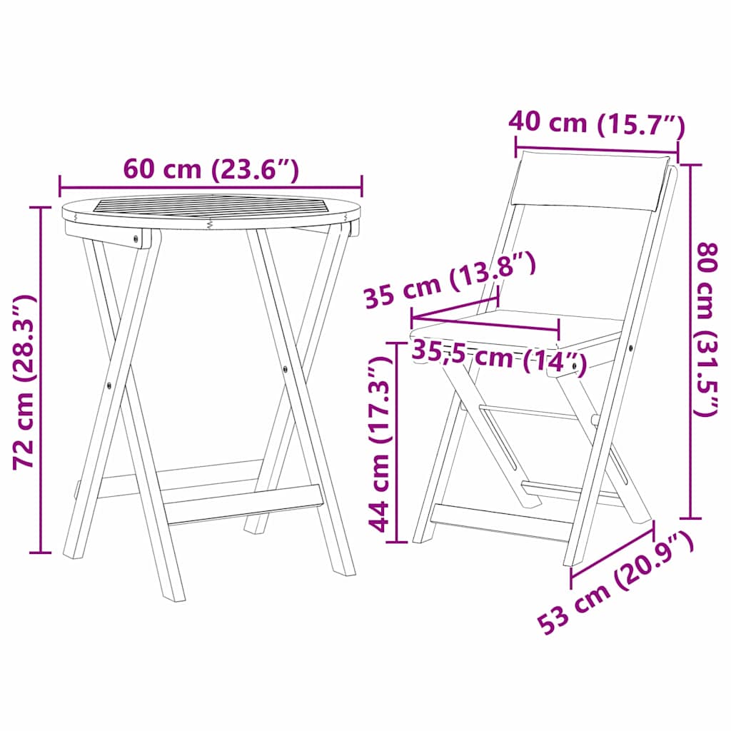 Garden Dining Set 3 Pcs Oil Solid Acacia Wood