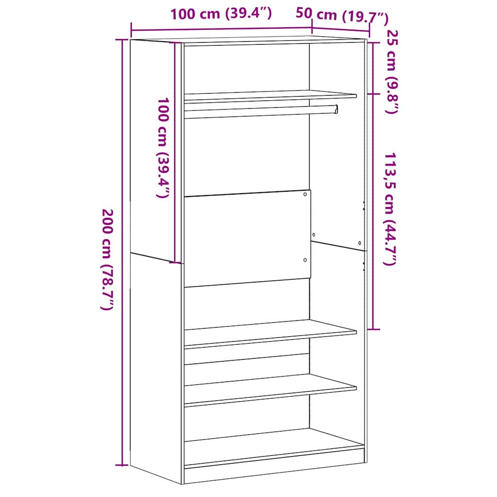 Wardrobe With Shelf Engineered Wood