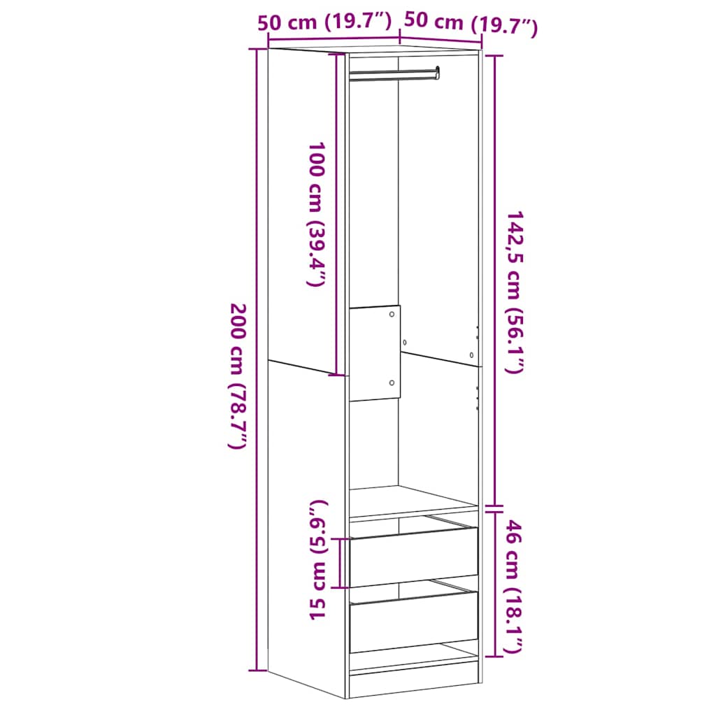 Wardrobe With Drawer Engineered Wood