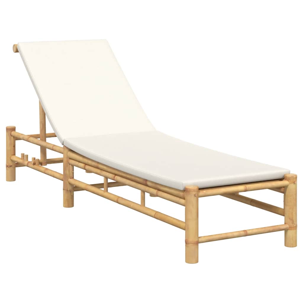 Sun Lounger With Cushions 55X199X30 Cm Bamboo