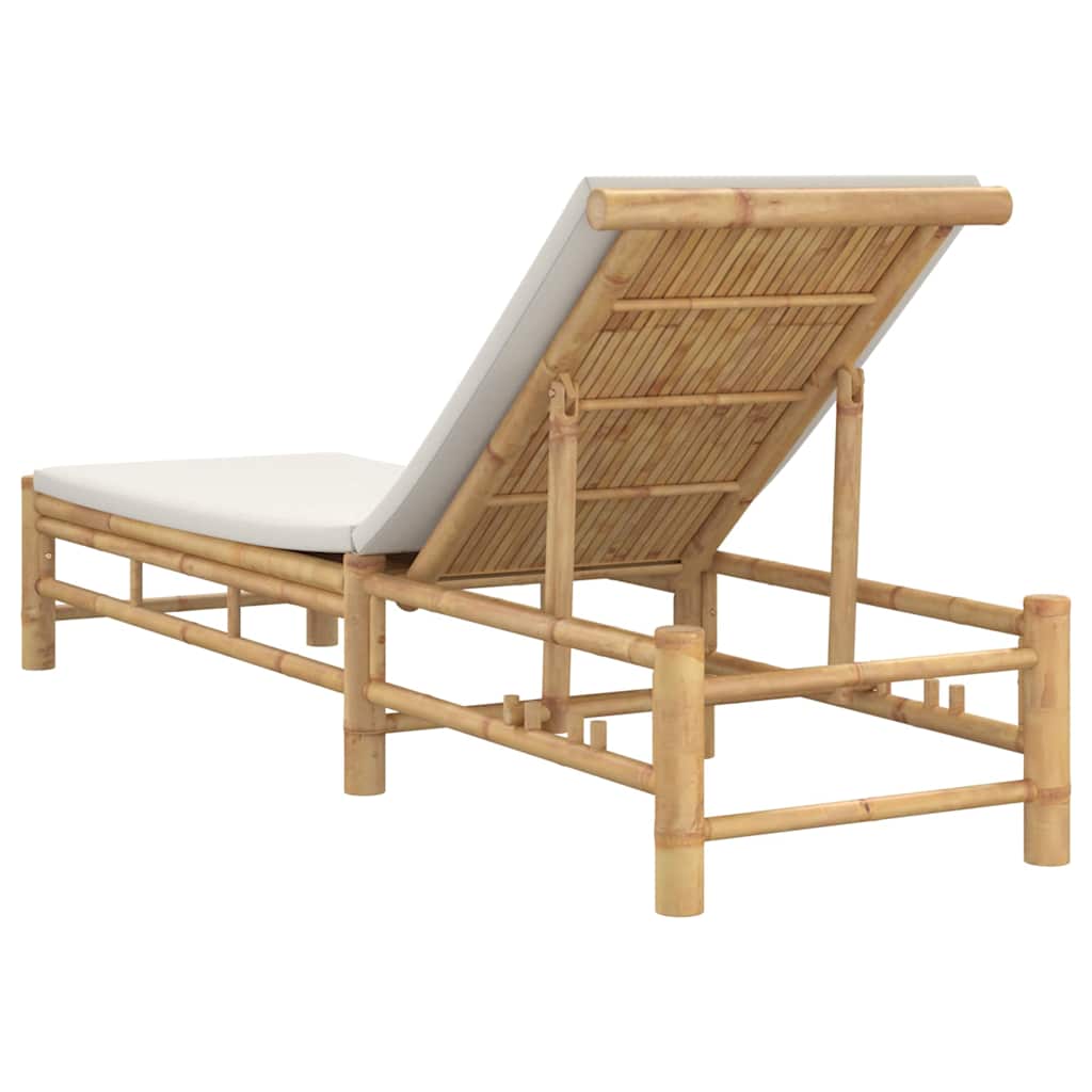 Sun Lounger With Cushions 55X199X30 Cm Bamboo