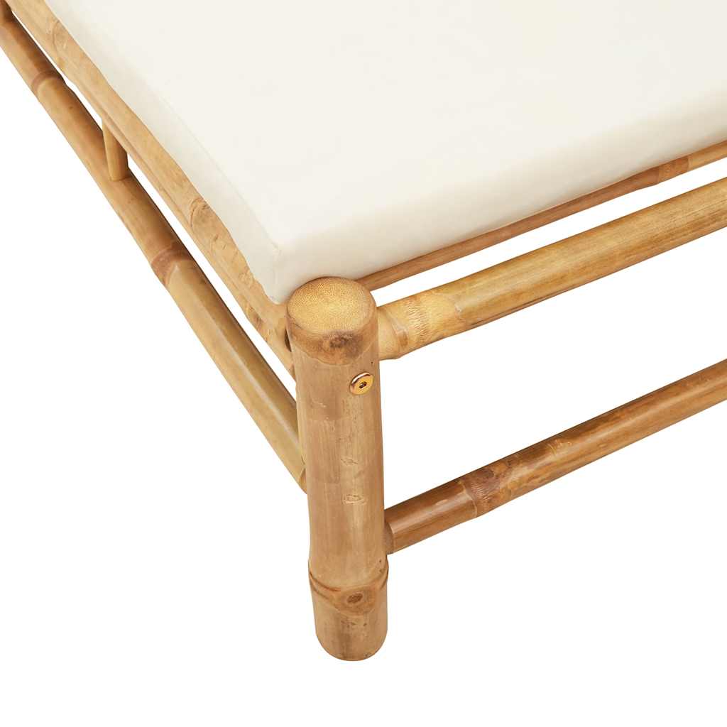 Sun Lounger With Cushions 55X199X30 Cm Bamboo