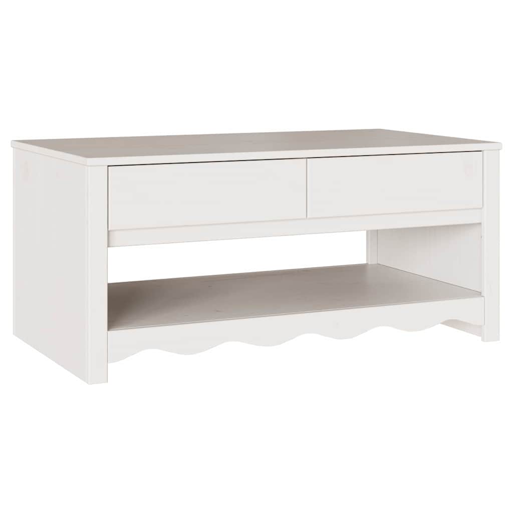 Coffee Table Drammen White 99 X 55 X 45 Cm Solid Pine Wood