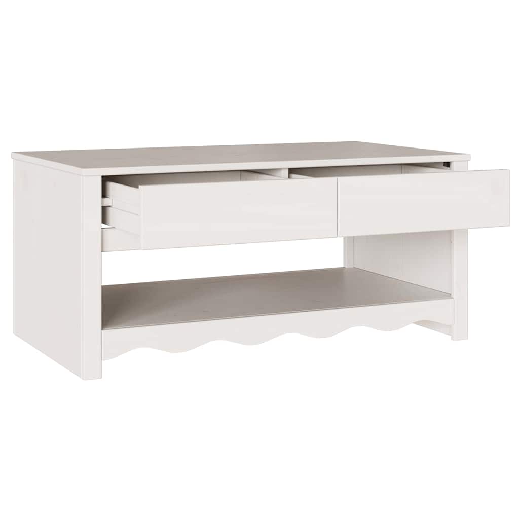 Coffee Table Drammen White 99 X 55 X 45 Cm Solid Pine Wood