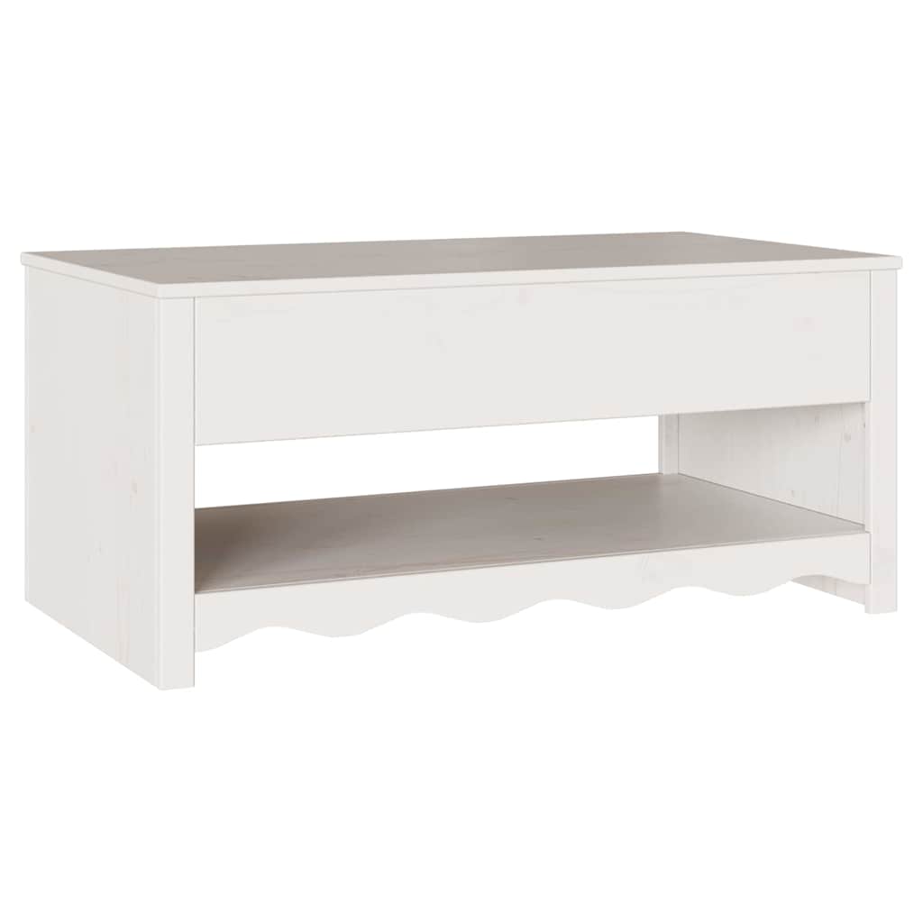 Coffee Table Drammen White 99 X 55 X 45 Cm Solid Pine Wood