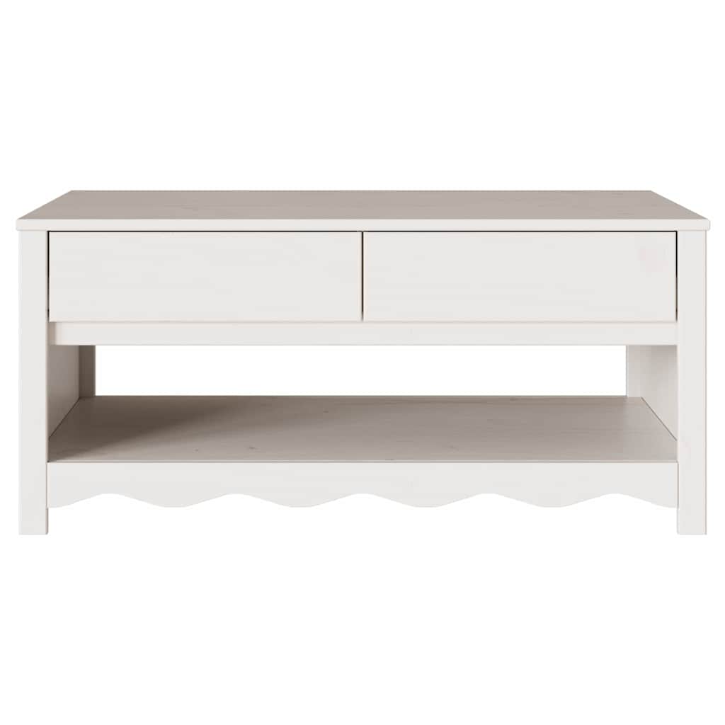 Coffee Table Drammen White 99 X 55 X 45 Cm Solid Pine Wood