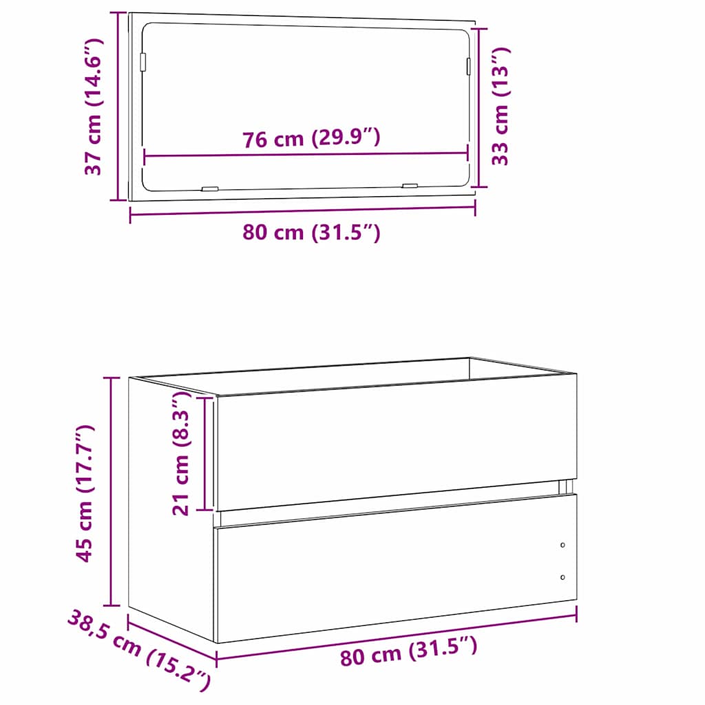 Bathroom Furniture Set 2 Pcs Engineered Wood