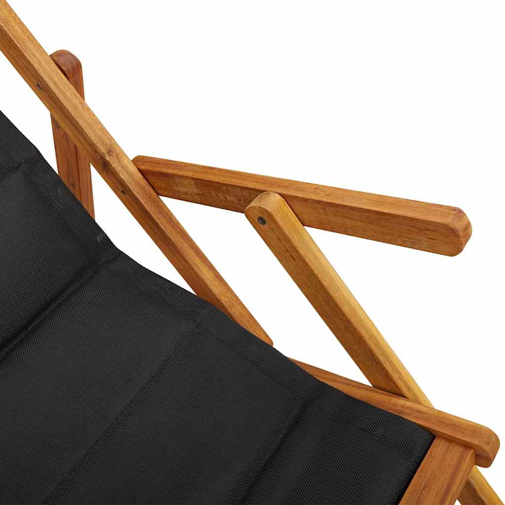 Outdoor Chair Beach Chairs Set Of 2 Folding Acacia Wood Garden Patio Cushion Bla
