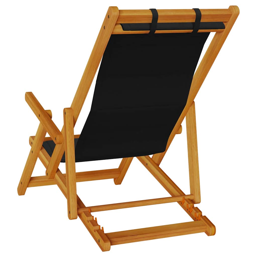 Outdoor Chair Beach Chairs Set Of 2 Folding Acacia Wood Garden Patio Cushion Bla