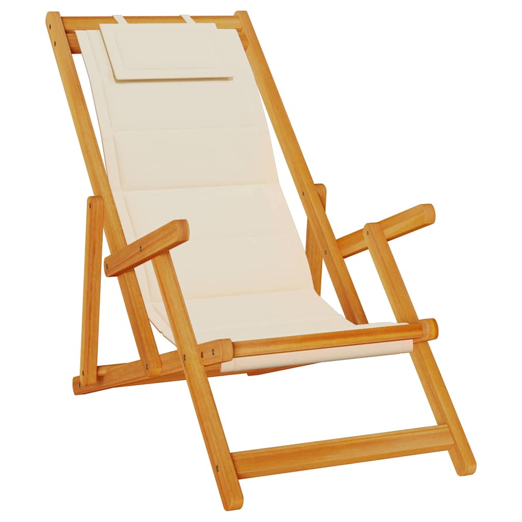 Outdoor Chair Beach Chairs Set Of 2 Folding Acacia Wood Garden Patio Cushion Bla
