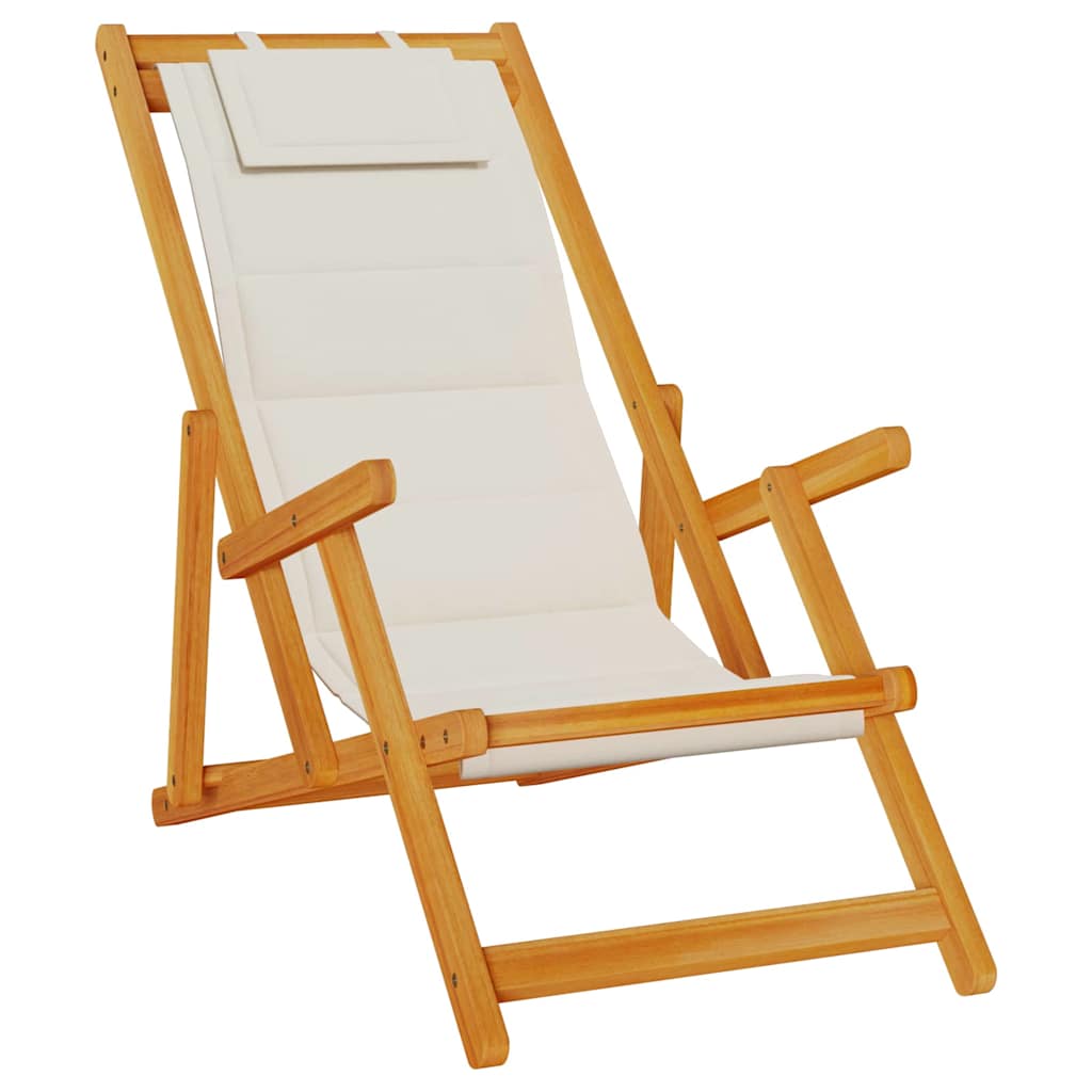Outdoor Chair Beach Chairs Set Of 2 Folding Acacia Wood Garden Patio Cushion Bla