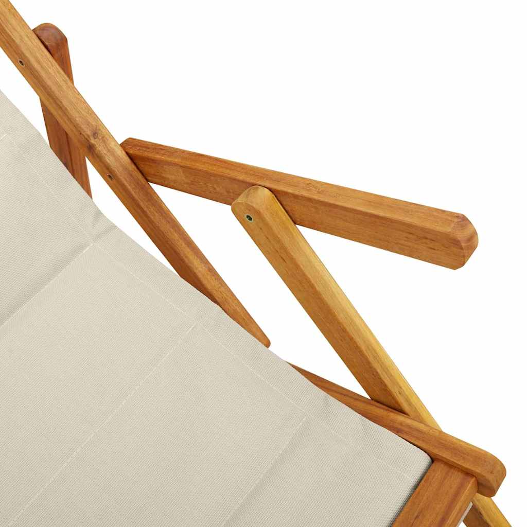 Beach Chair With Cushion Folding 2 Pcs Brown Solid Acacia Wood