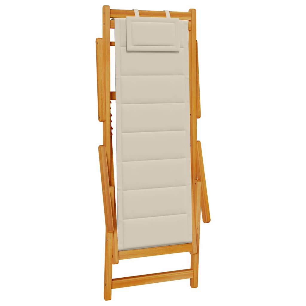 Beach Chair With Cushion Folding 2 Pcs Brown Solid Acacia Wood