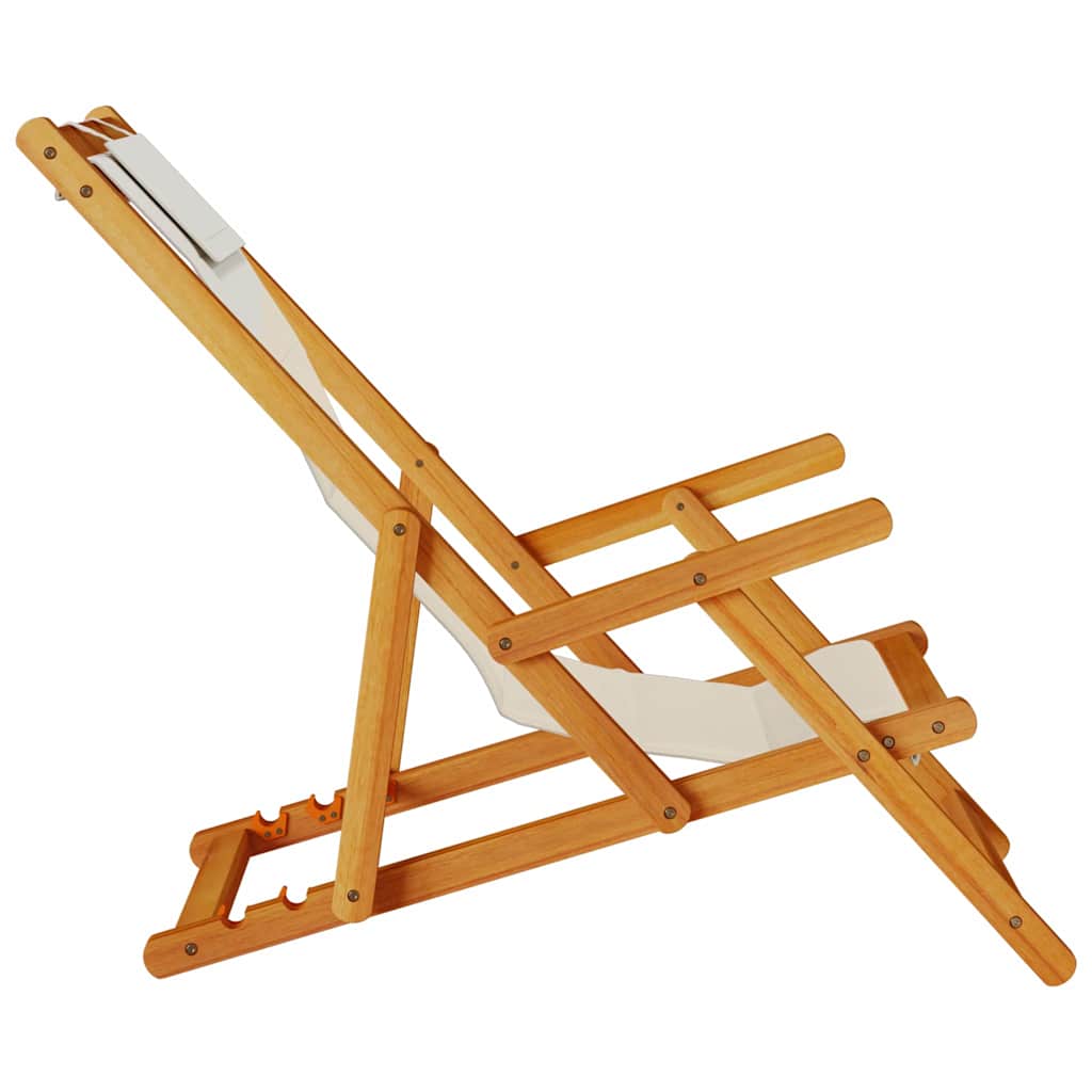 Beach Chair With Cushion Folding 2 Pcs Brown Solid Acacia Wood