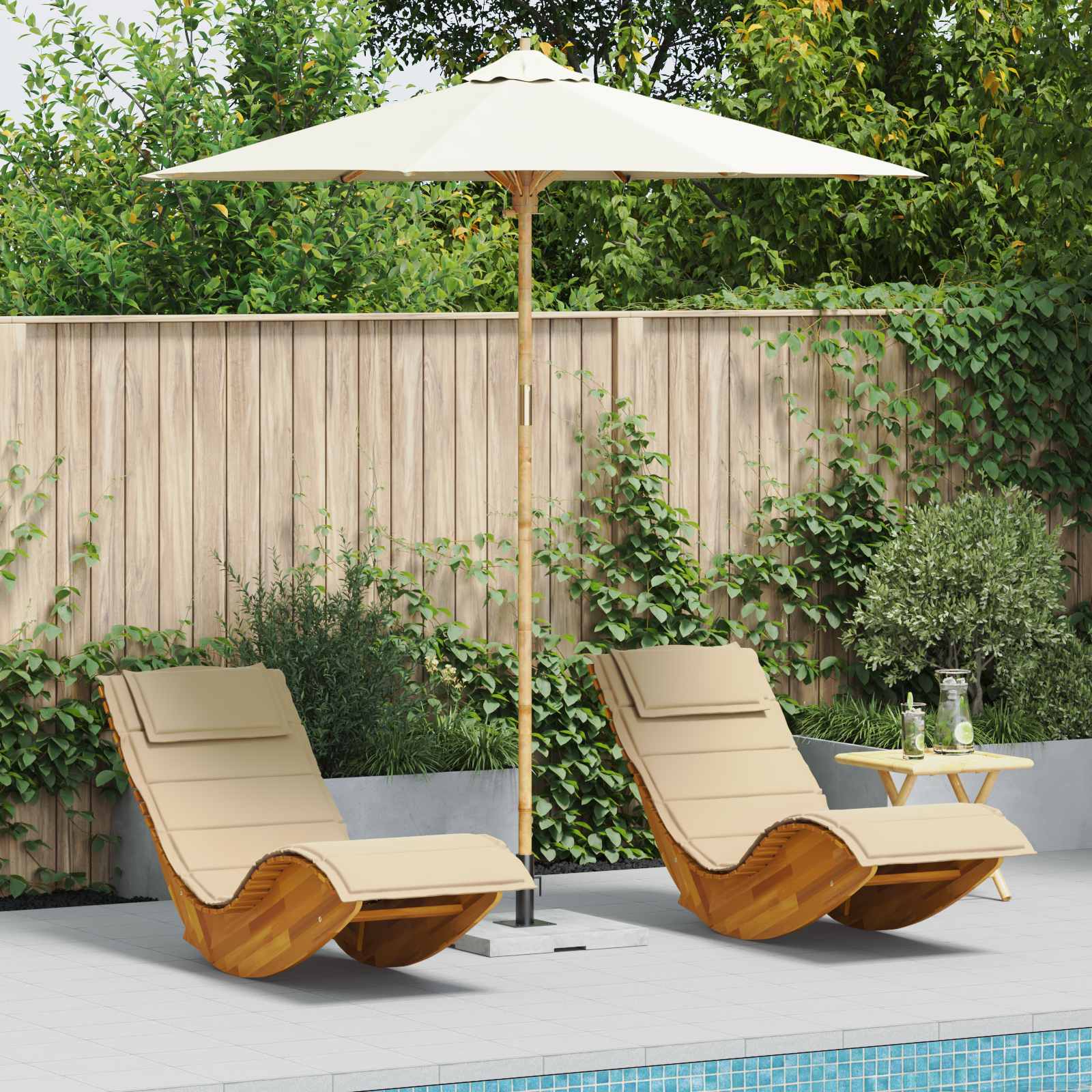 Garden Parasol Ø 180 X 230 Cm Bamboo
