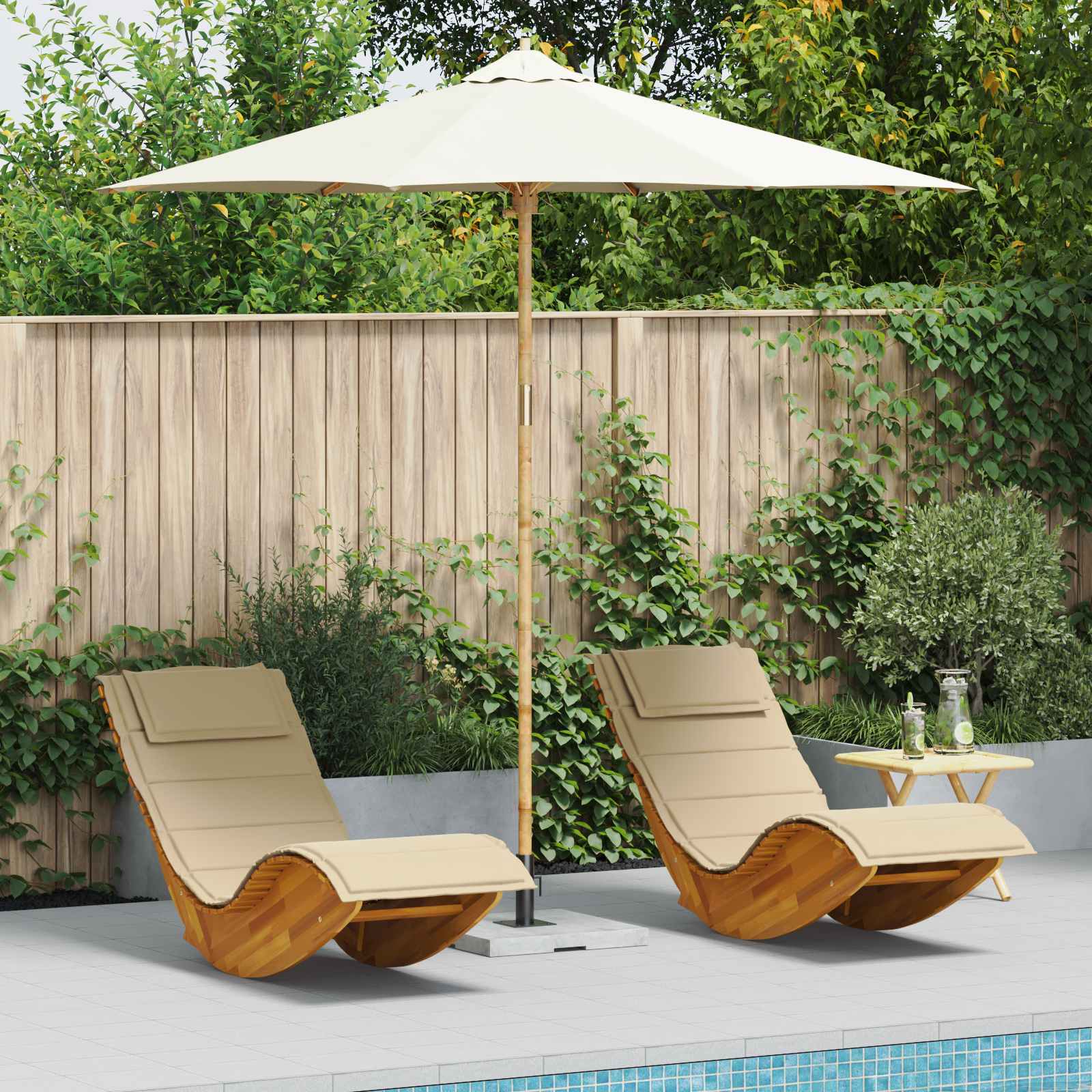 Garden Parasol Ø 180 X 230 Cm Bamboo