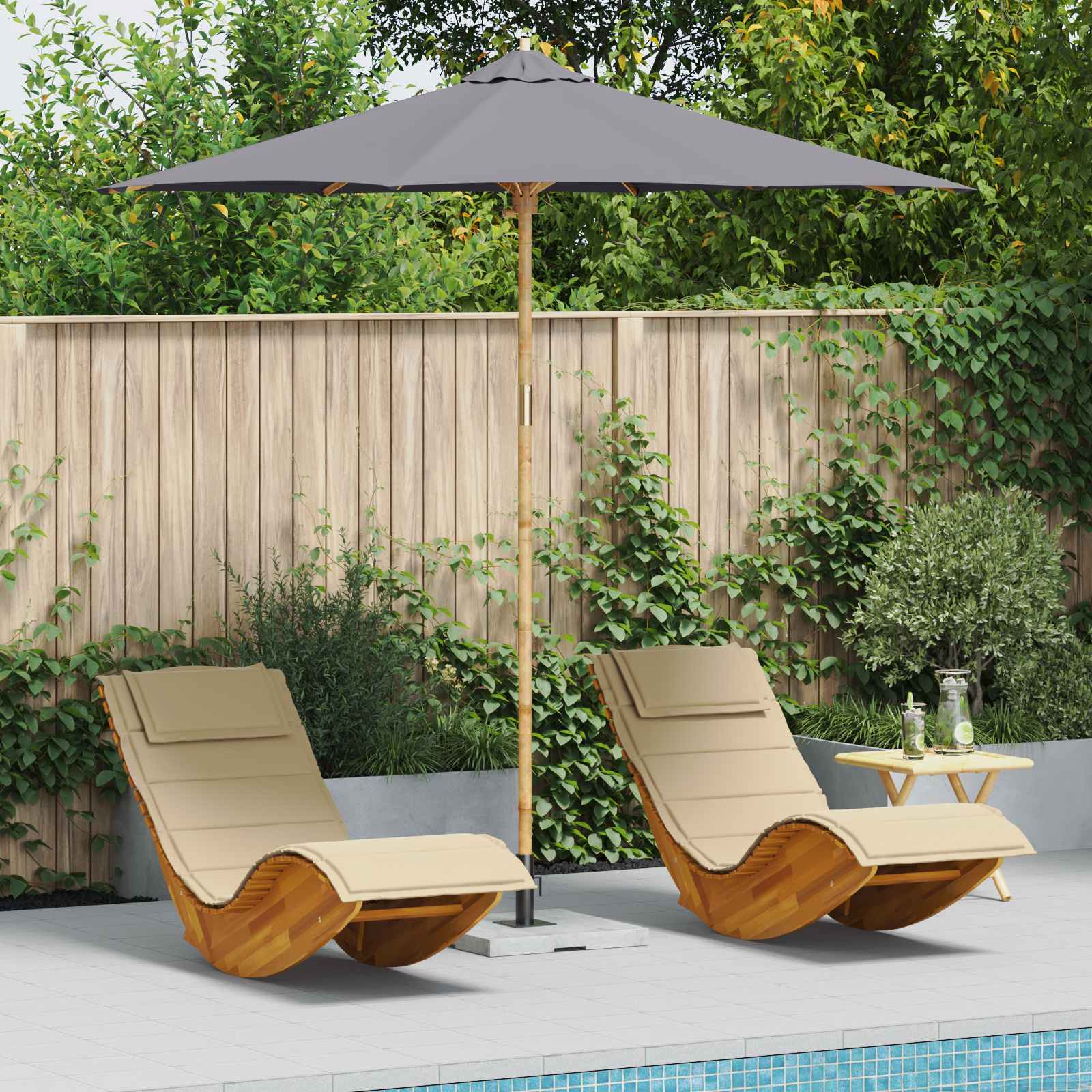 Garden Parasol Ø 180 X 230 Cm Bamboo