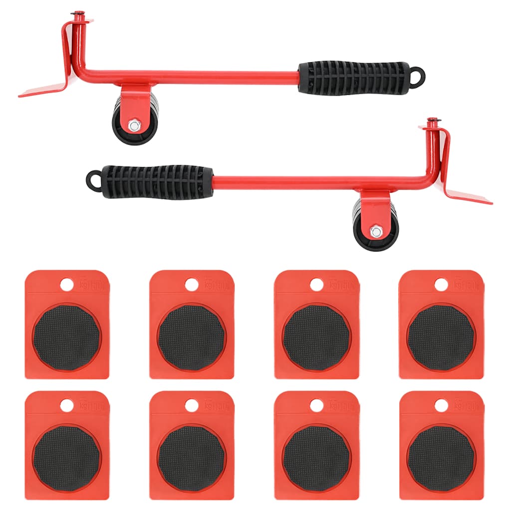 Furniture Rollers 8 Pcs With Lifters Red 9,8X7.5X3 Cm 150 Kg