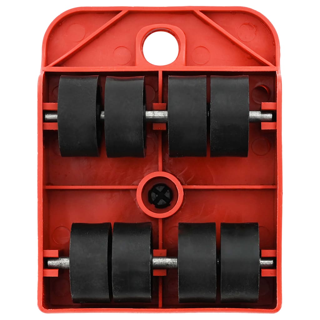 Furniture Rollers 8 Pcs With Lifters Red 9,8X7.5X3 Cm 150 Kg