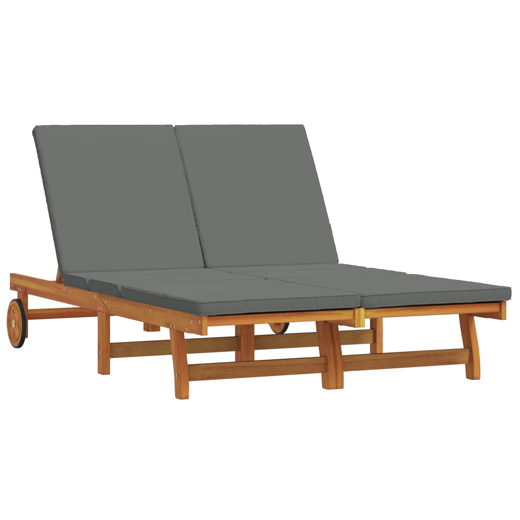 Sun Lounger Brown 125 X 200 X 84 Cm Solid Acacia Wood