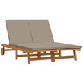 Sun Lounger Brown 125 X 200 X 84 Cm Solid Acacia Wood