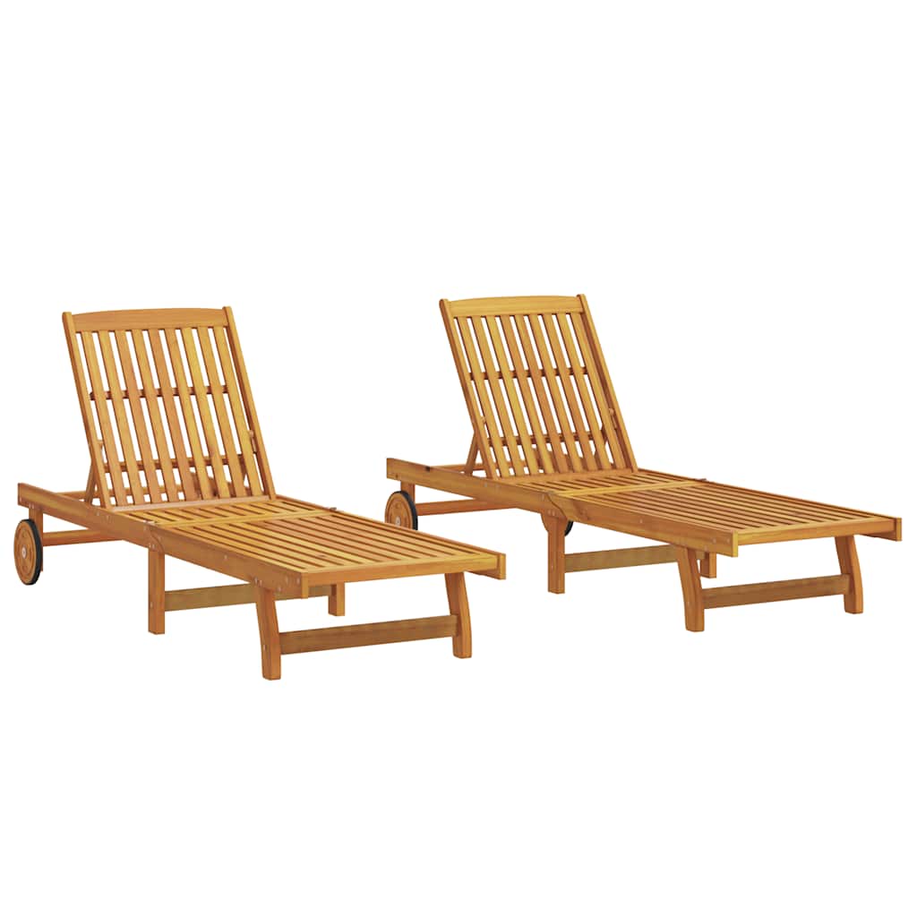 Sun Loungers 2 Pcs Solid Wood Acacia