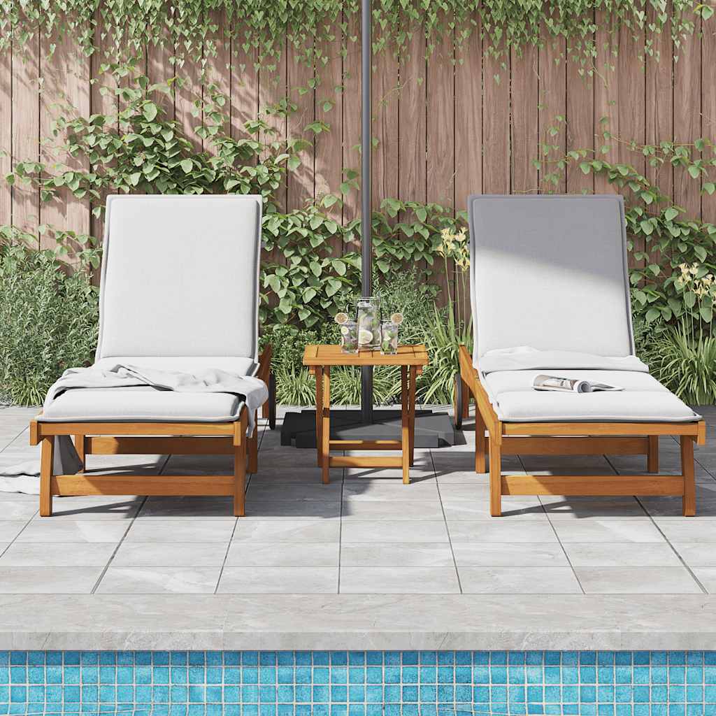 Sun Loungers 2 Pcs Solid Wood Acacia