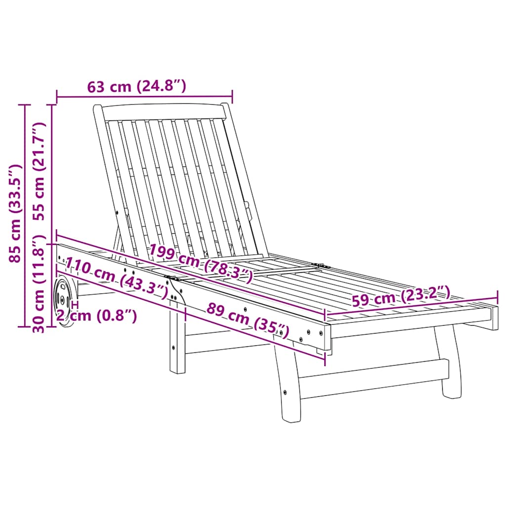 Sun Loungers 2 Pcs Solid Wood Acacia