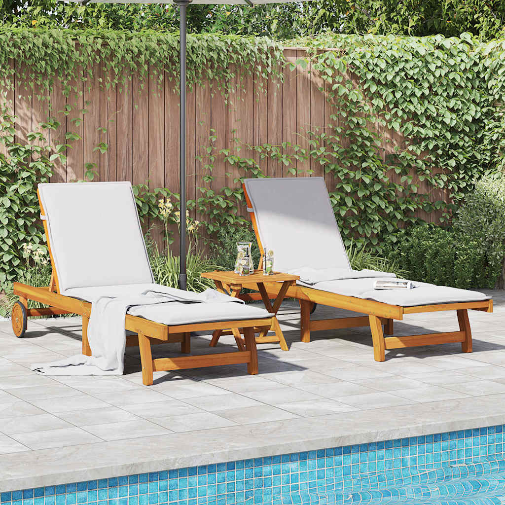 Sun Loungers 2 Pcs Solid Wood Acacia