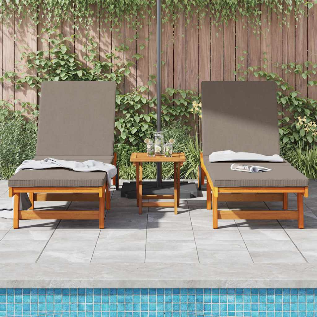 Sun Lounger Reclining 2-Person 2 Pcs Brown Solid Acacia Wood