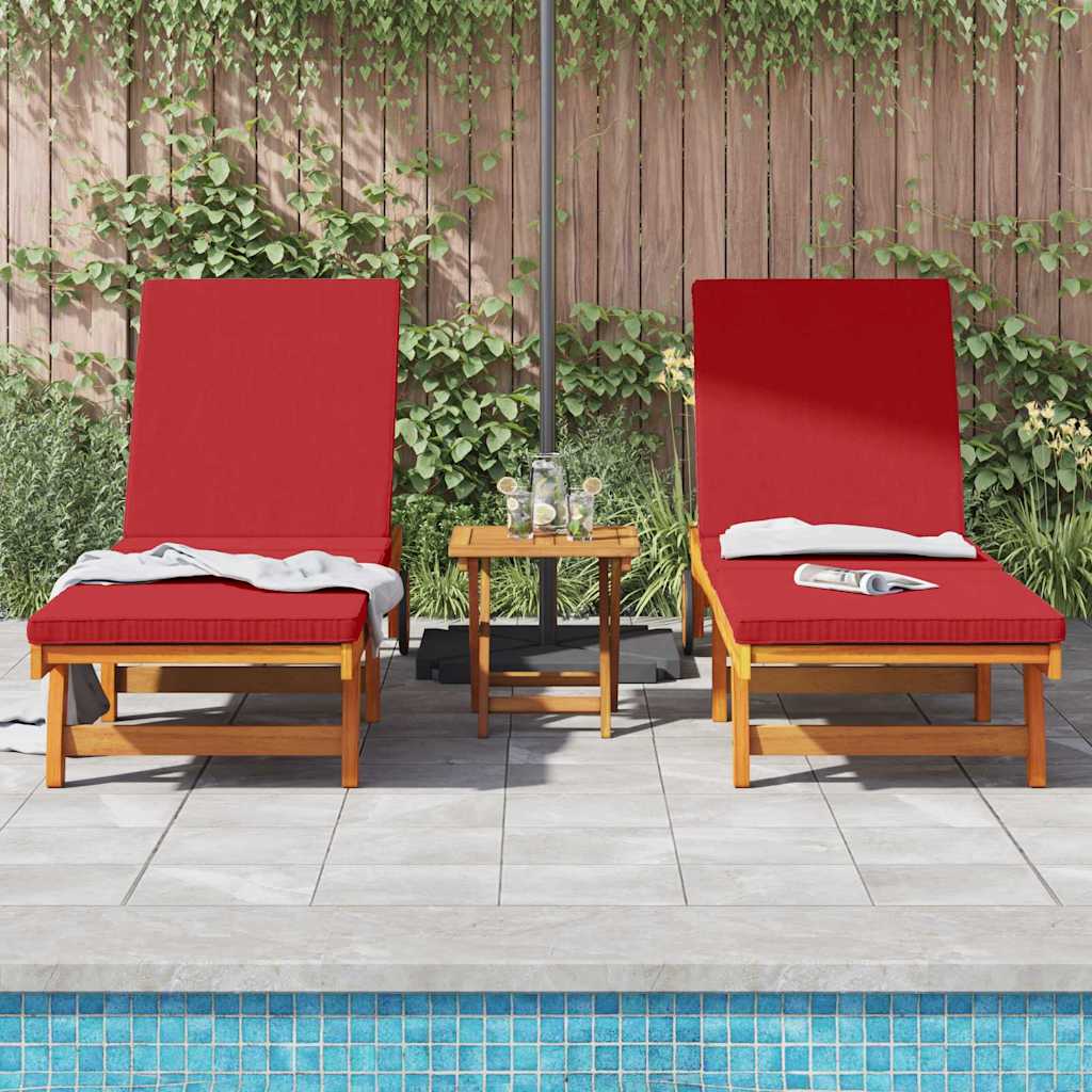 Sun Lounger Reclining 2-Person 2 Pcs Brown Solid Acacia Wood