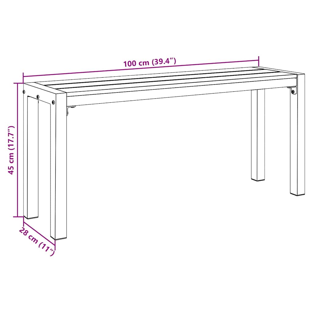 Garden Bench 100 X 28 X 45Cm Steel