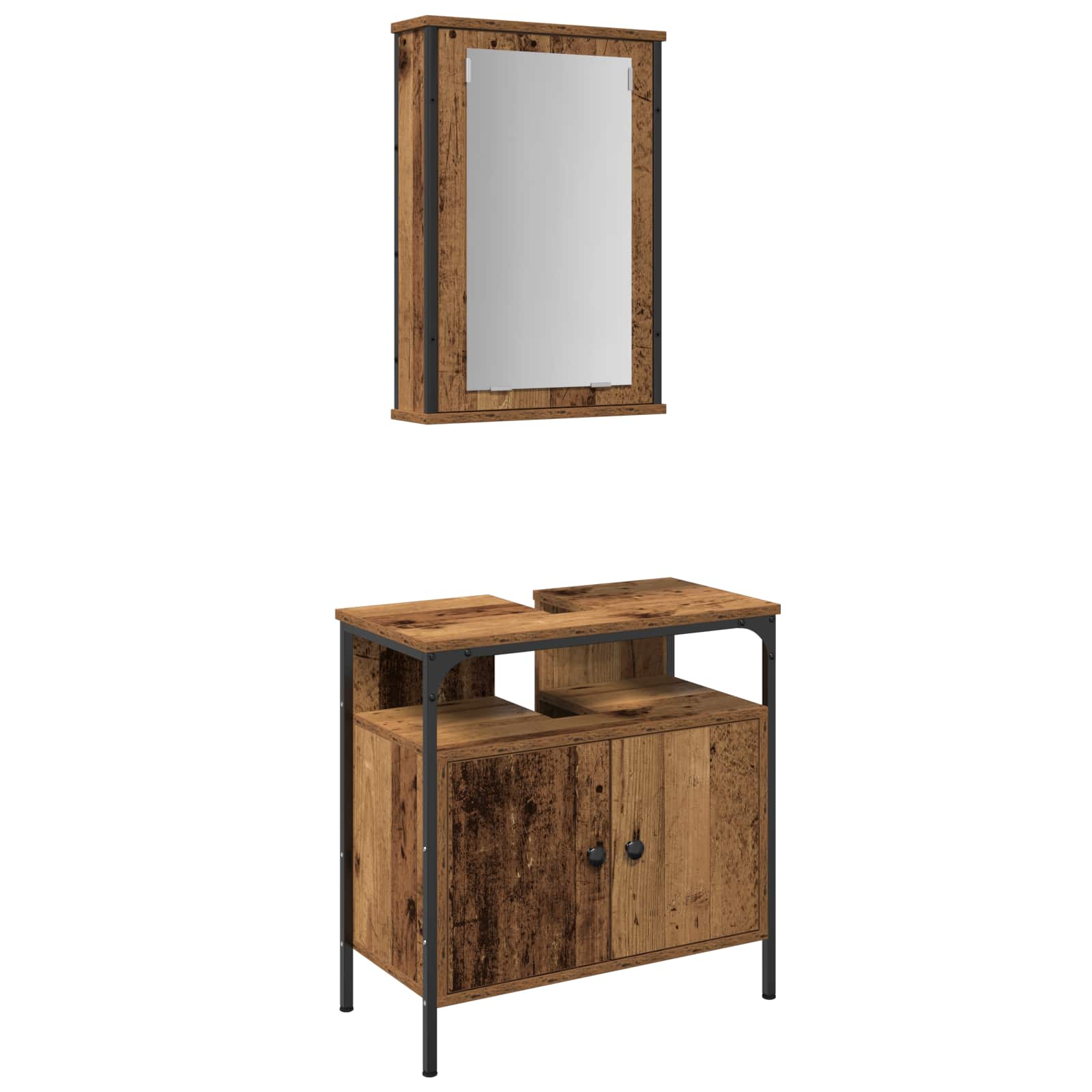 2 Piece Bathroom Furniture Set Engineered Wood
