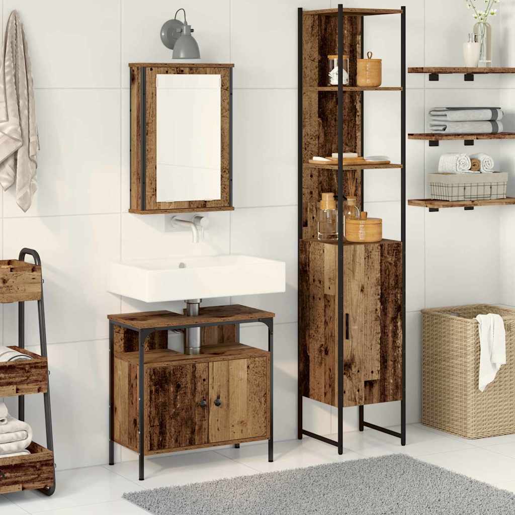 3 Piece Bathroom Furniture Set Engineered Wood