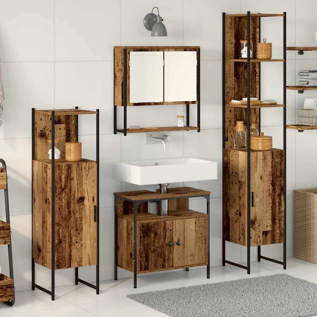4 Piece Bathroom Furniture Set Engineered Wood