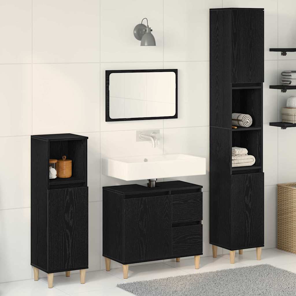 3 Piece Bathroom Furniture Set Engineered Wood
